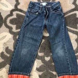 Boys Gymboree jeans with plaid cuffs